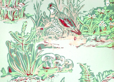Quail and Foliage Wallpaper